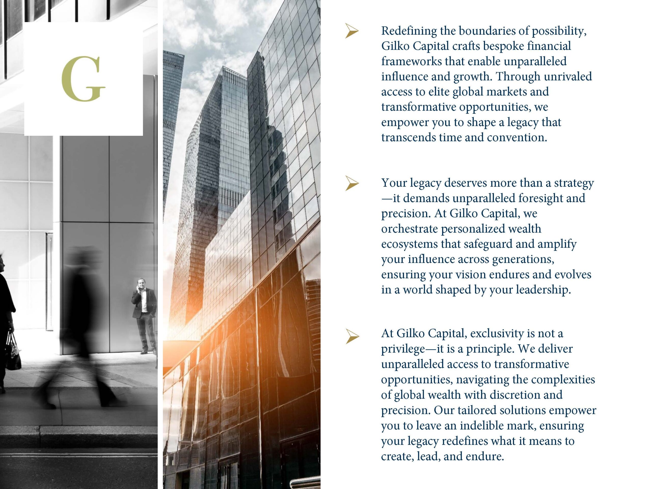 Strategic capital advisory and access to elite global investment markets with Gilko Capital.